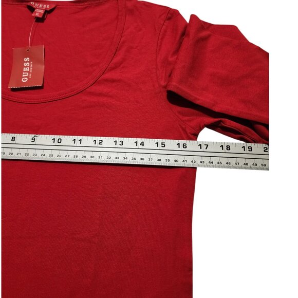 Guess Women's Long Sleeve Bodysuit - Stretch, Soft, Versatile Tops Red Size XL - Picture 3 of 9